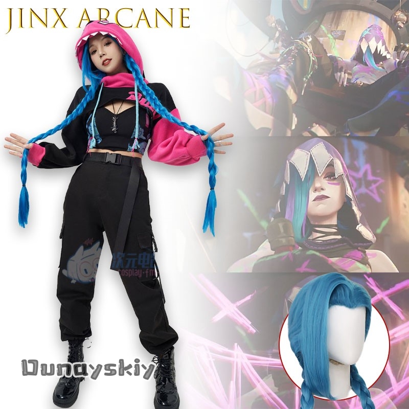 Dunayskiy@Jinx Arcane Hoodie C - Anime Cosplay Blue Hair 评论和价格