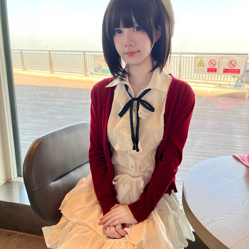Girl Red Coat Shirt Skirt Set  - Anime Cosplay Red 评论和价格