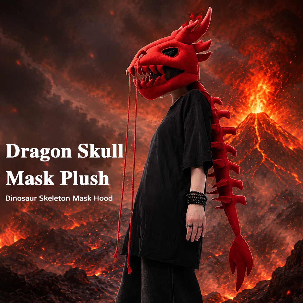Dragon Skull Spine Plush Hood  - Anime Cosplay Eyes 评论和价格