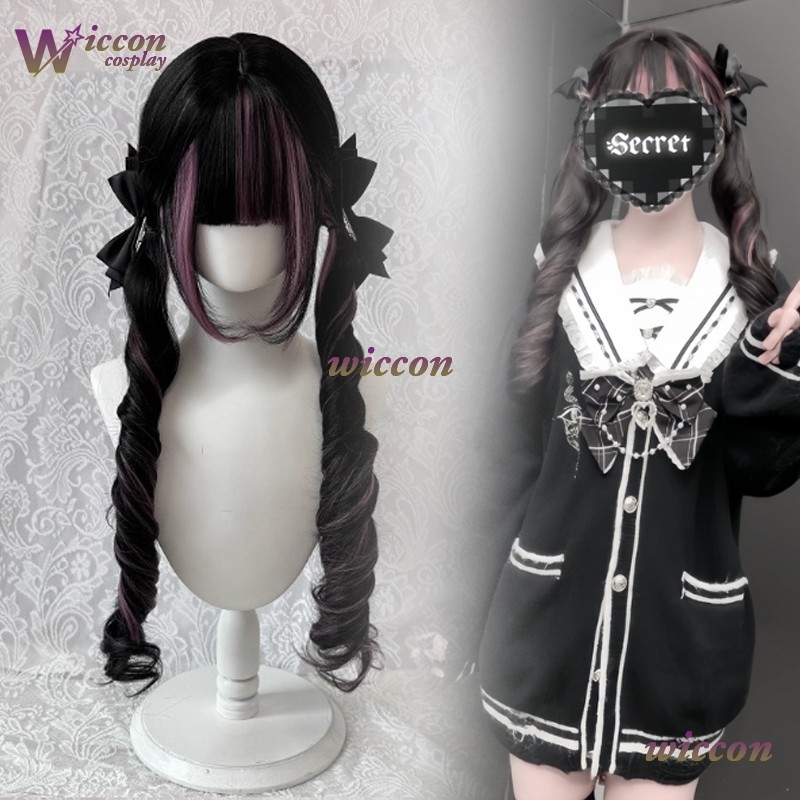 Comic ‌Black Wig with Pink Cos - Cosplay Anime Black Hair 评论和价格